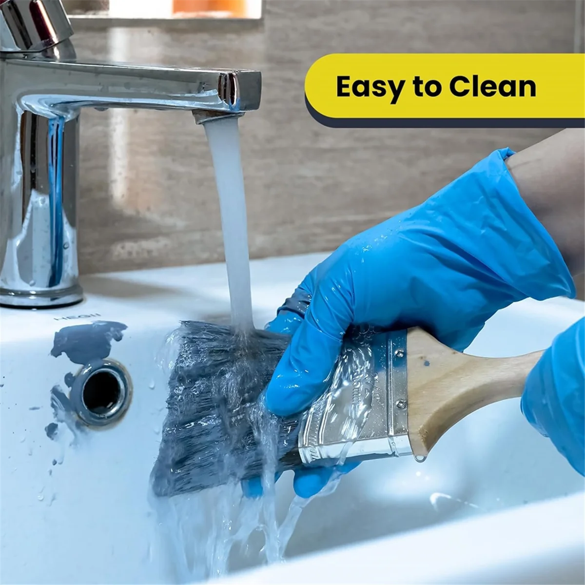 A83Z Paint Brush 4 Piece Set, 2" Short & Long Handle, 2.5" Angled Brushes with Paint Comb, Cabinet, Roller Brushe