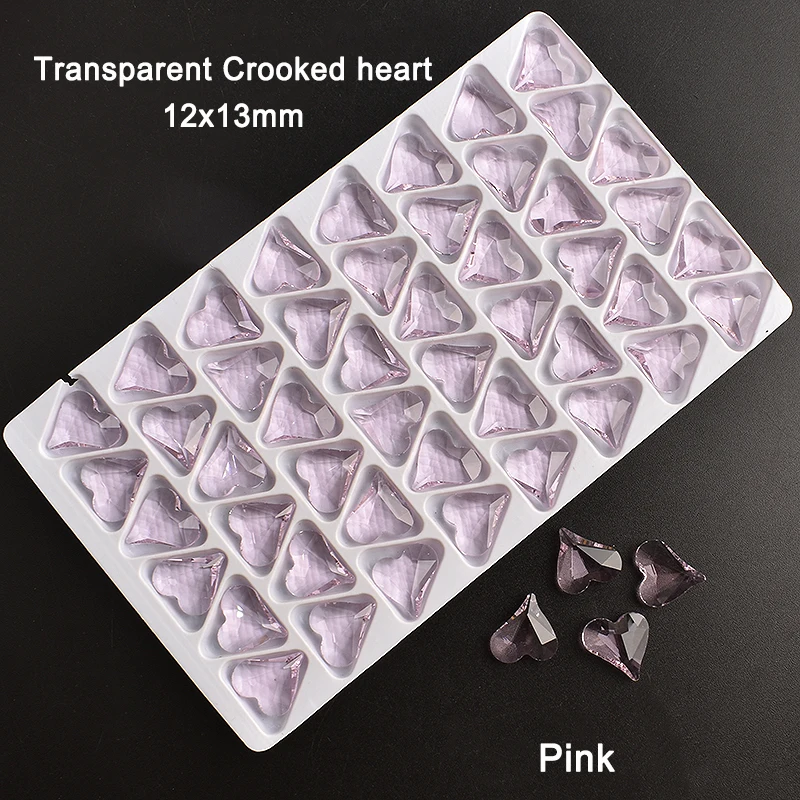 透明大曲がったピーチハートネイルアートラインストーン尖底クリスタルガラス混合色マニキュア DIY 装飾