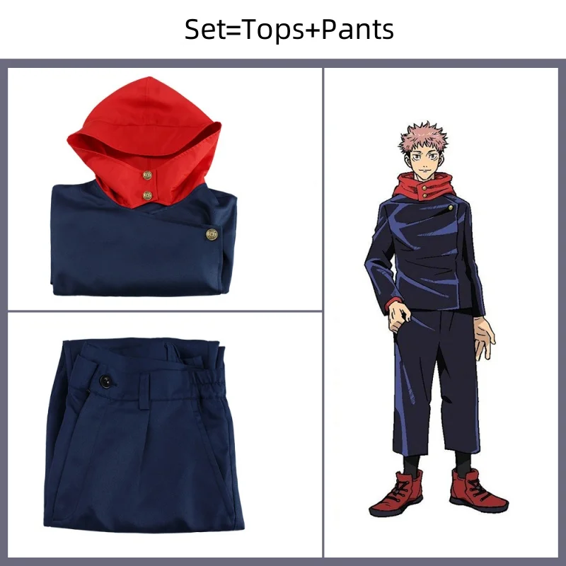 Jujutsu Kaisen Cosplay Traje para Homens e Mulheres, Uniforme Anime, Itadori Yuji, Conjurador, Conjunto de Halloween