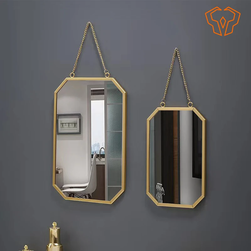 

Nordic Wrought Iron Square Wall Mounted Mirror Bathroom Dormitory Mirror Washbasin Wall Mounted Makeup Vanity Mirror