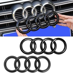 4 Ring ABS Silver Black Car Hood Front Bonnet Grill Rear Trunk Emblem Logo Badge For Audi Sline A3 A4 A5 A6 A7 Q2 Q3 Q5 Q8 TT