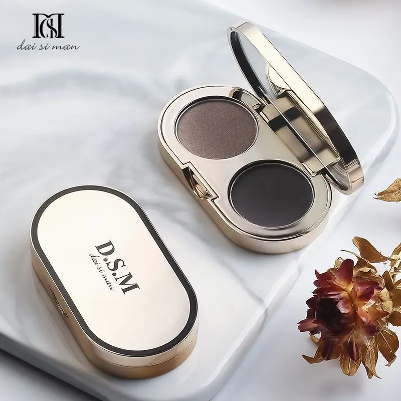 Two-color Eyebrow Powder Pan Eyebrow Cream Lasting Waterproof and Sweat-proof Beginner Eyebrow Powder Female