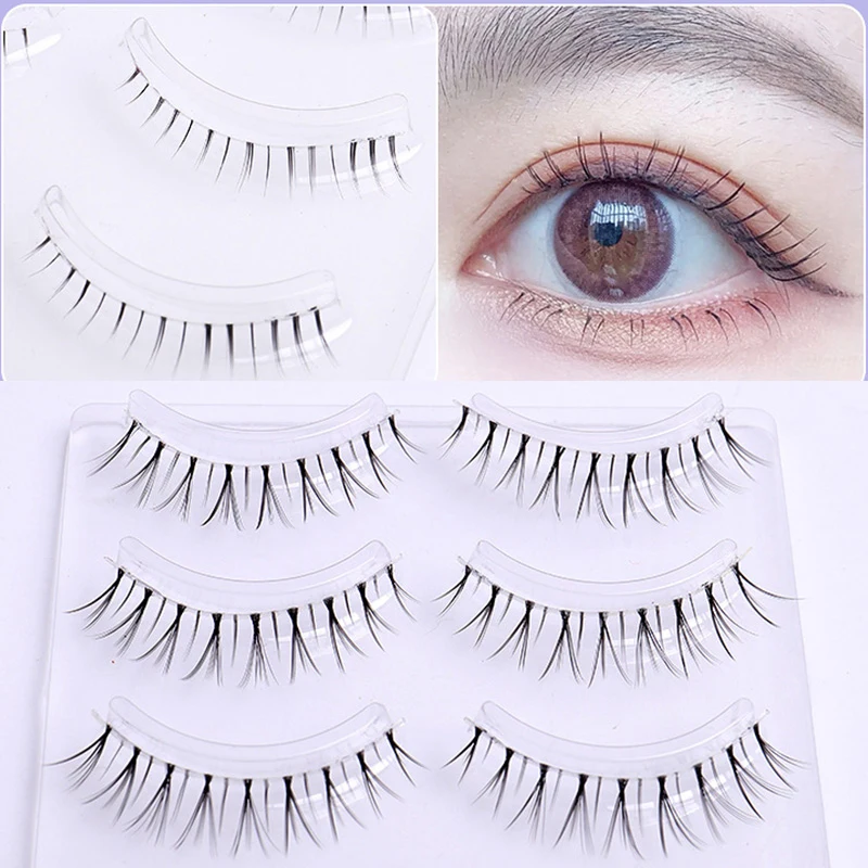 3 Pairs Natural False Eyelashes Little Devil Cos Manga Eyelashes Lash Extension Fairy Cross Big Eyes Wispy Light Fake Lashes