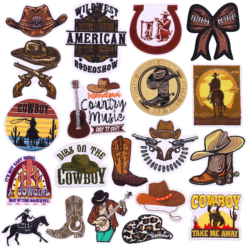 West Cowboys Iron On Patches For Clothing thermoadhesive Patch For Clothes Heroism Adventurism Freedom Embroidery Patch Stickers