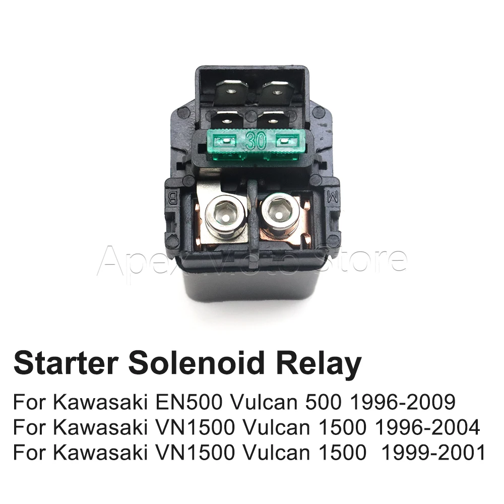 

Motorcycle Starter Solenoid Relay For Kawasaki EN500 VN1500 Vulcan 500 1500 W650 EJ650 ZX1100 GPZ1100 ABS Concours ZG1400