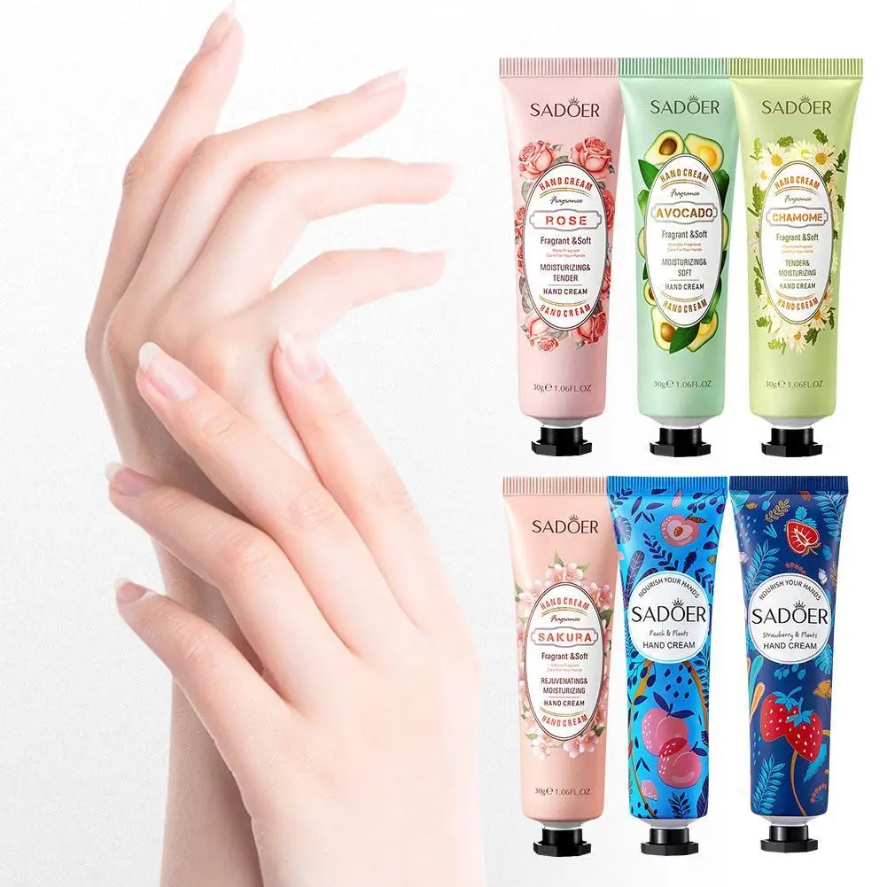 30g x 1pc Hand Cream Kits Natural Moisturizing Fruits Flowers Nourishing Nutrients Dryness Soft Whitening Oil Control Portable