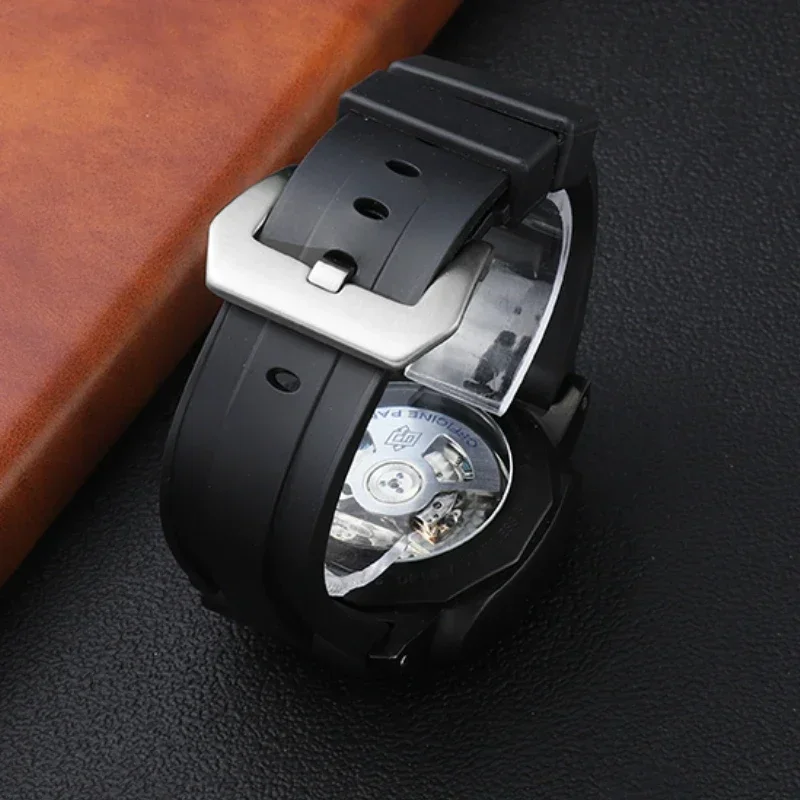 For Panerai Pam441/359/111 Parnis Diesel Silicone Rubber 24mm with Tool Waterproof Solid Stainless Steel Buckle Watch Strap