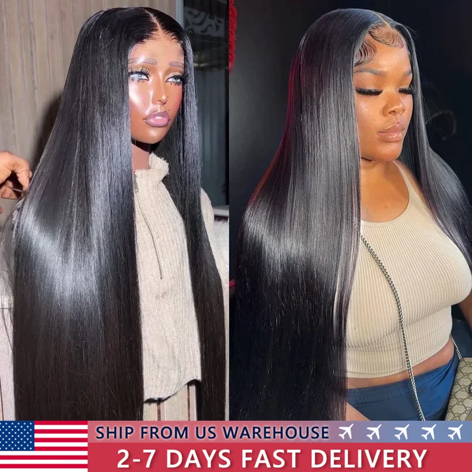 

180 Density Straight HD Transparent 13x6 13x4 Lace Frontal Wig 360 Lace Front Wigs Human Hair Pre Plucked Brazilian Hair Bling