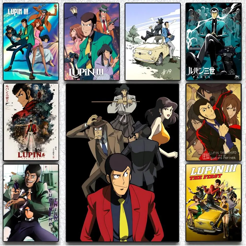 Adventure Anime Lupin III Poster Artistic Peel-Off Wall Decor, Indoor Outdoor Home Ornament for Collectors