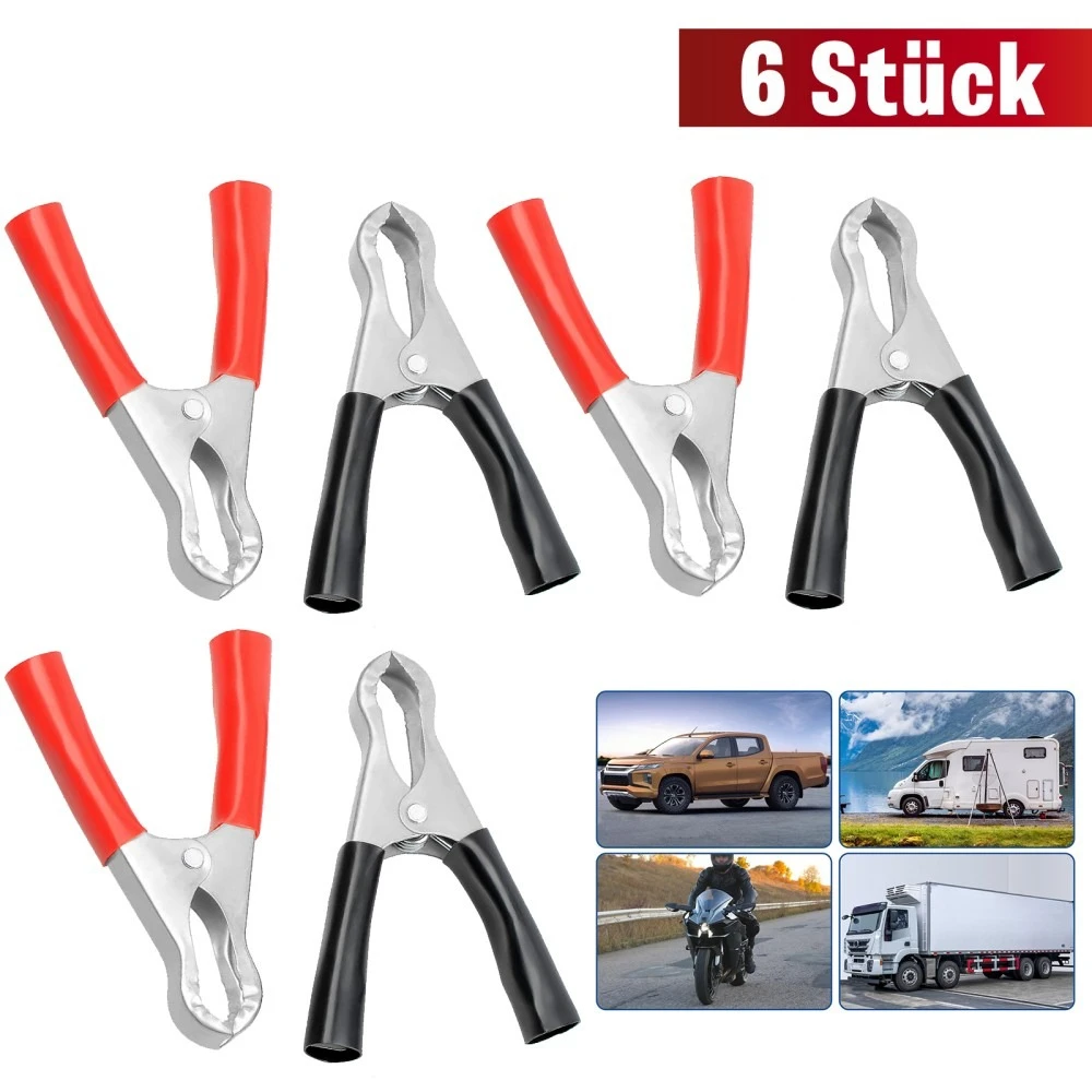 Morsetti per batteria, caricabatterie, morsetti a coccodrillo, cavo di ricarica, morsetto per batteria auto, 6 pezzi