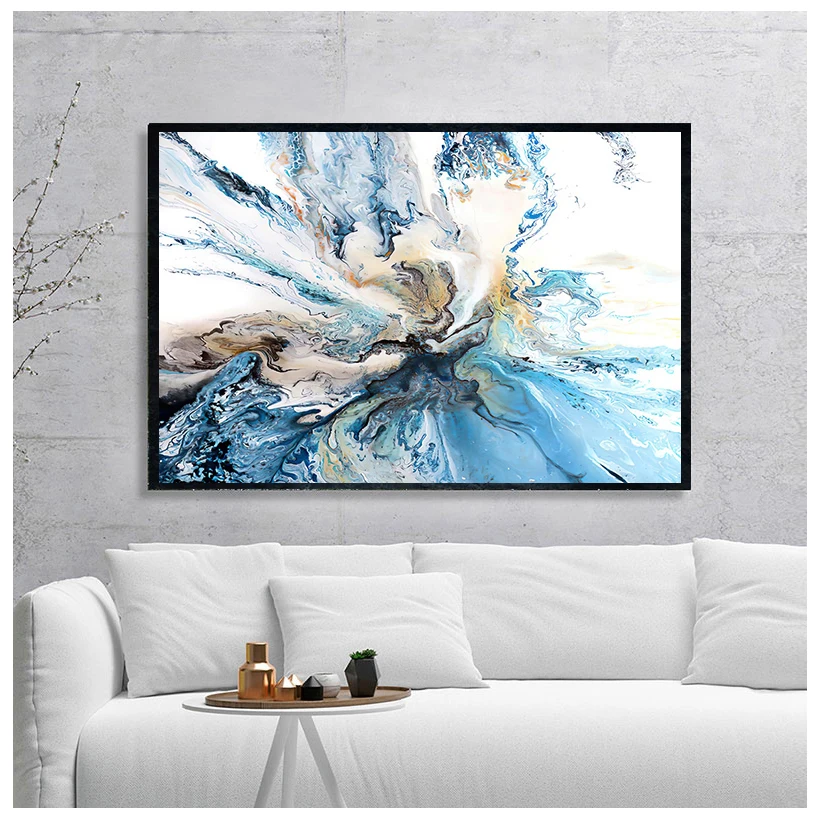 Colorful Ocean Large Abstract Poster Canvas Art Landscape Oil Painting Wall Pictures For Living Room   no frame