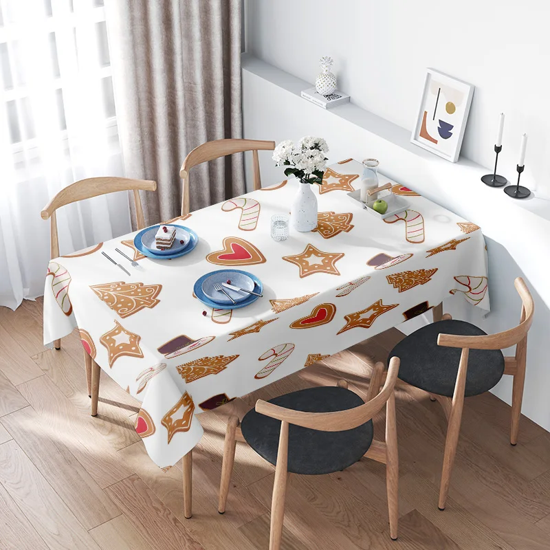 Christmas Festive Tablecloth with Gingerbread Pattern Perfect for Holiday Entertaining Decoration