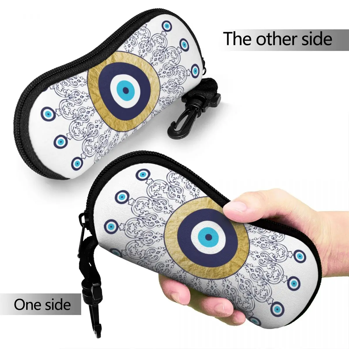 Nazar Evil Eye Mandala Glasses Case Unisex Lucky Charms Greek Amulet Sunglasses Storage Box Anti-Pressure Eyewear Container