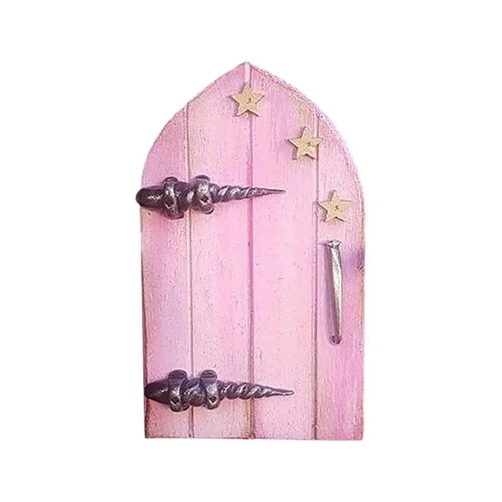 Gift Engraved Design Miniature Wooden Door Lawn Ornament Handmade Fairy Door Miniature DIY Creative Garden Decor