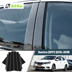 Glossy Black Carbon Fiber Window Door Deal B C Pillar Post Cover Sticker For Nissan Sentra B17 2012-2019 2013 2014 2015 2016