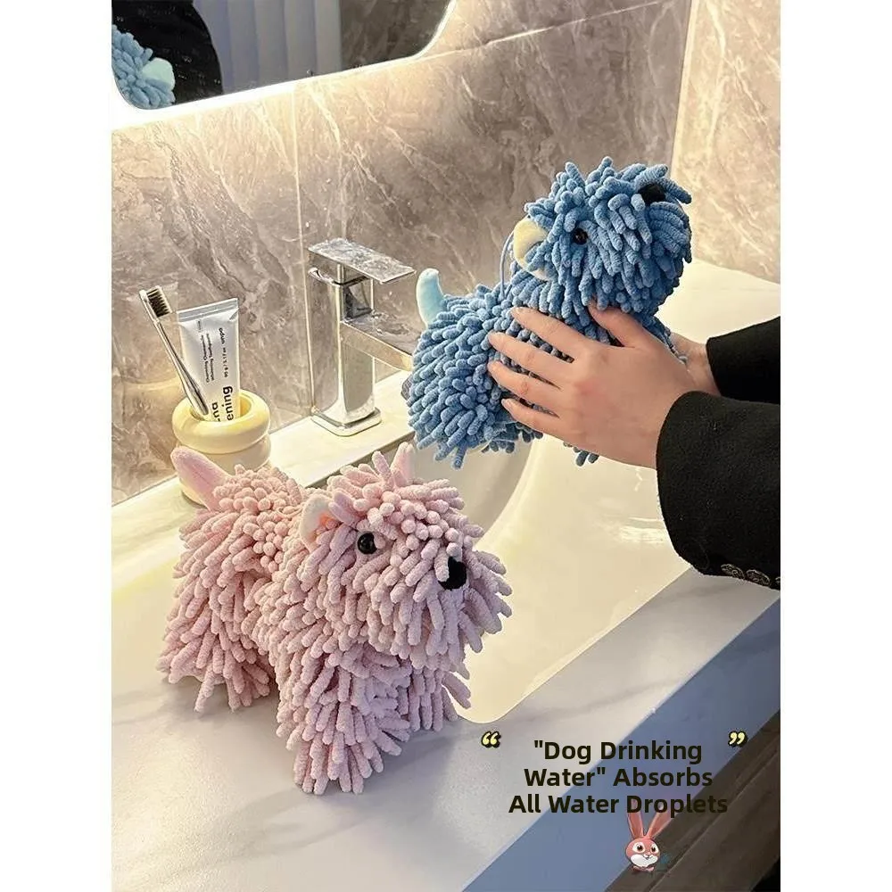 Cute Cartoon Dog Toy Hand Towel Kitchen Bathroom Hanging Style 3D Handkerchief Ball Universal Male Female Hand Towel