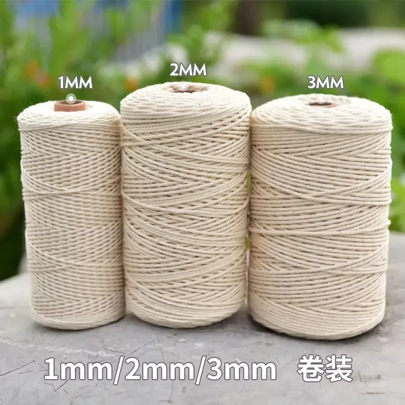 Handmade Macrame Boho decor 1/2/3/4/5/6mm Cotton Beige thread Cord Rope Twisted String DIY Home Wedding decoration supply