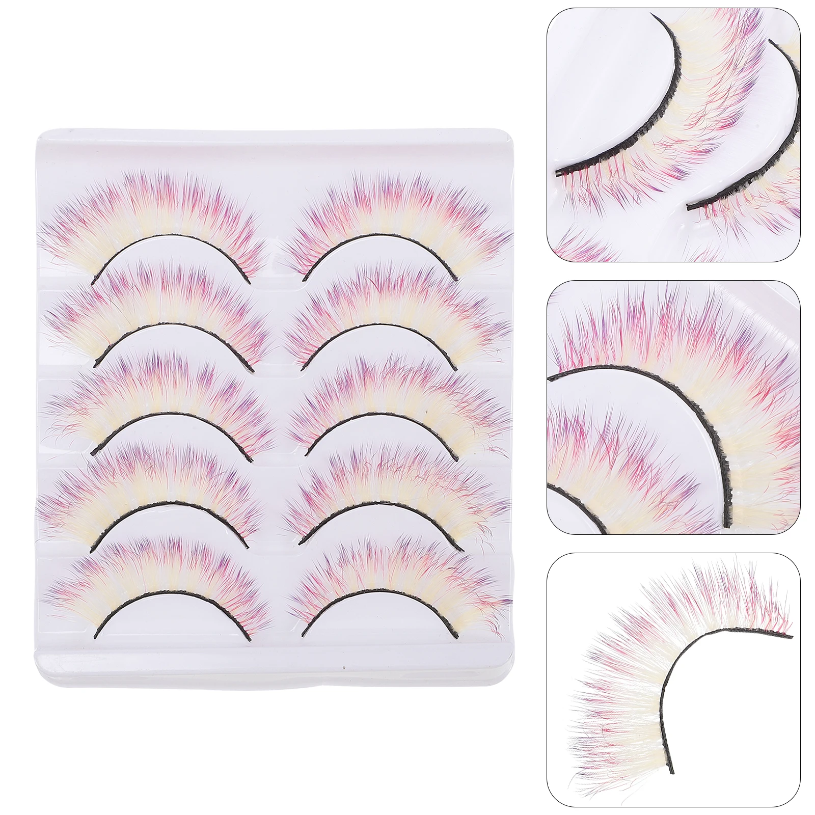 

5Pairs Colored Eyelashes Vibrant Colorful False Lashes for Club Party Cosplay Makeup Fake Eyelashes Extensions