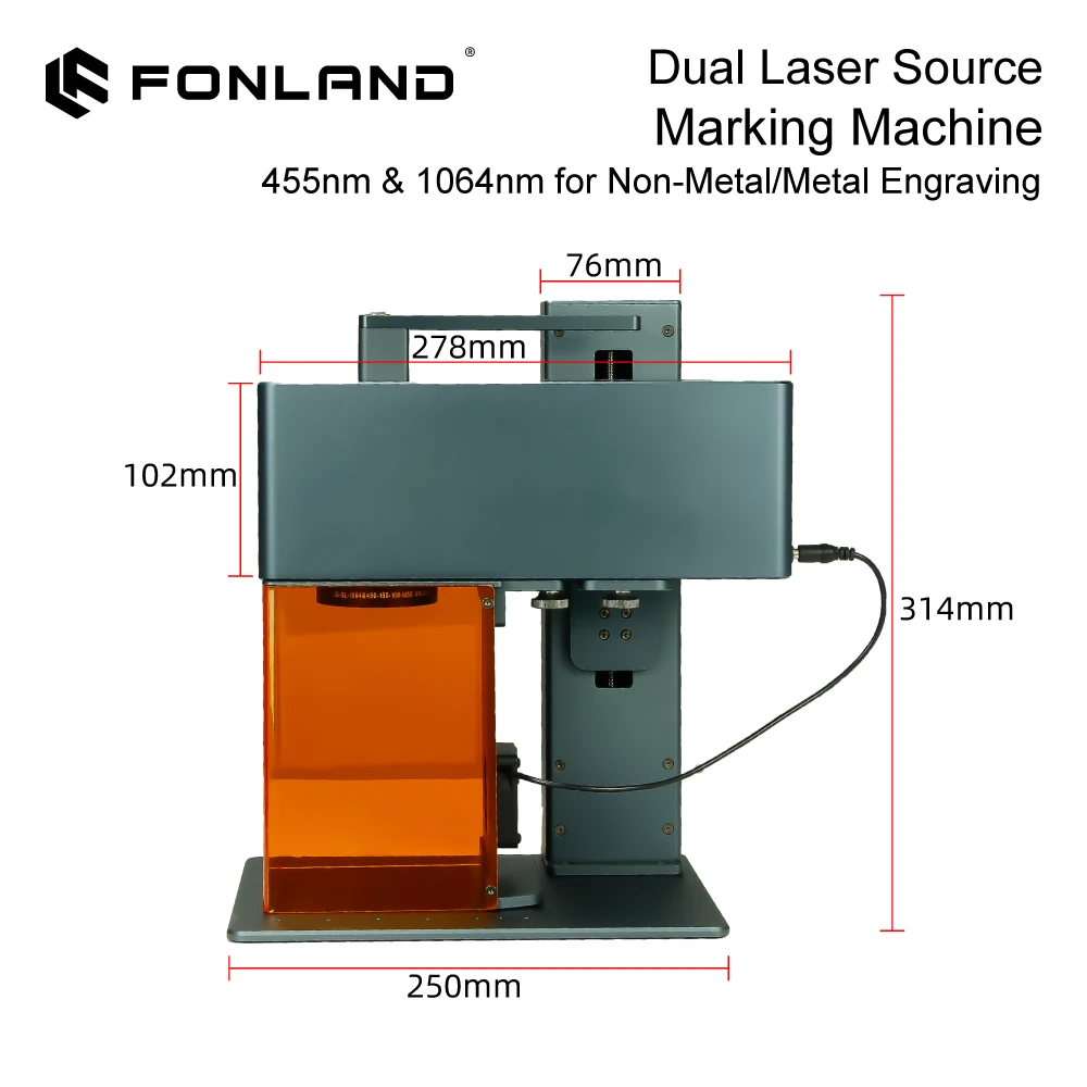 FONLAND IDY Incisore laser doppio 2 in 1 2W 1064nm e 10W 455nm HD Macchina per marcatura portatile portatile per metallo plastica