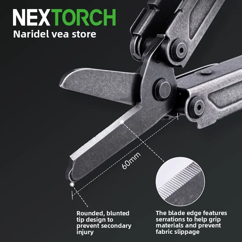 NEXTORCH Pioneer MT20 Multitool,15-in-1 Folding Pliers with Rescue Shears,Outdoor EDC Survival Tactical Multi Tool