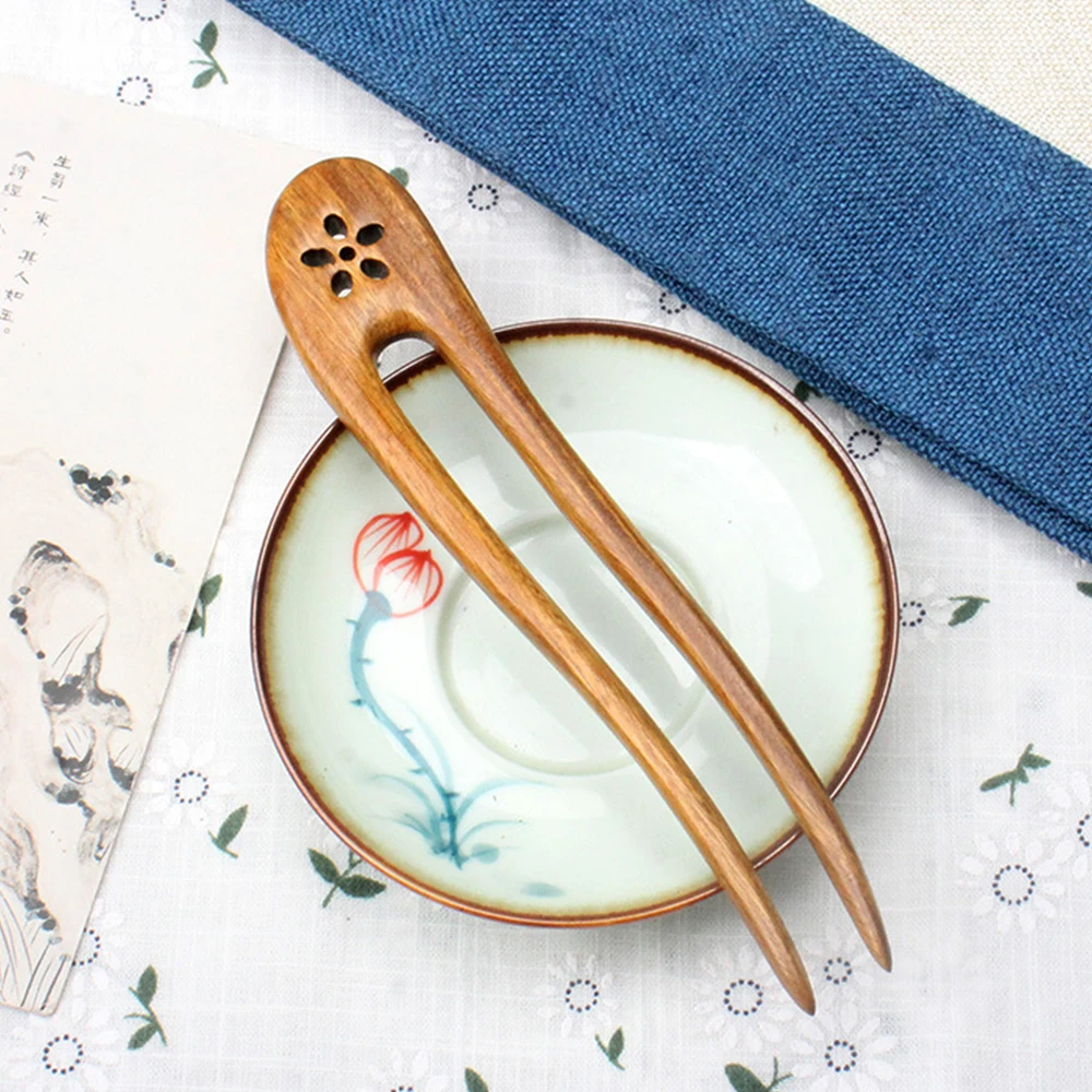 U Shape Hair Stick Hair Chinese Hairpins Styling Accessories Wooden Handmade Elegant Headwear for Women Girls image 6