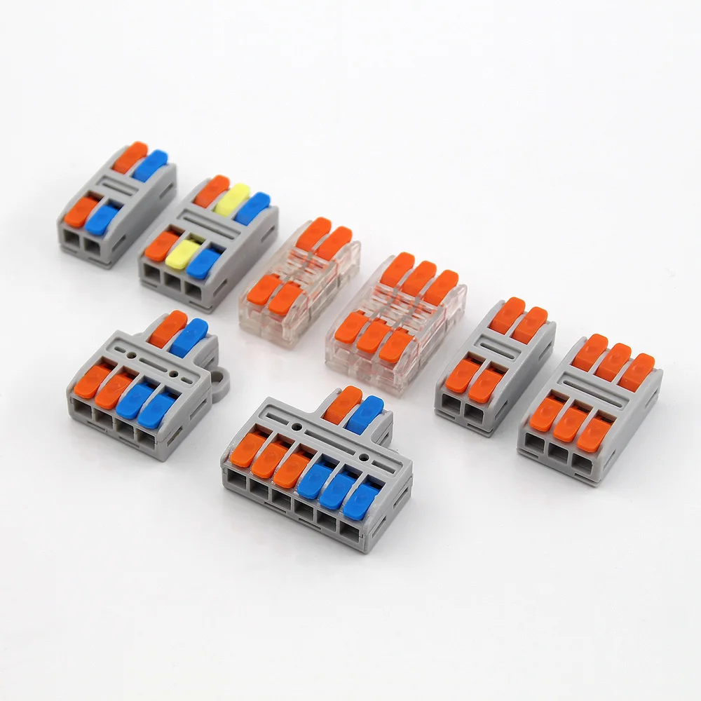 Mini Type Quick Wire Connectors Spliceable Electrical LED Wiring Terminal Blocks 2 Pin 3 Pin Splitter Multi Input Multi Output
