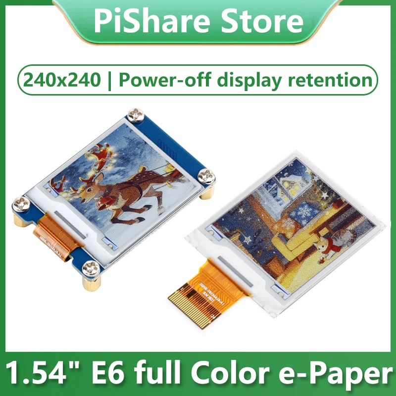 Raspberry Pi 1.54 inch e-Paper HAT+ (E) E-Ink E6 Full color 240x240 Screen Display For Arduino/ESP32/Jetson Nano/STM32