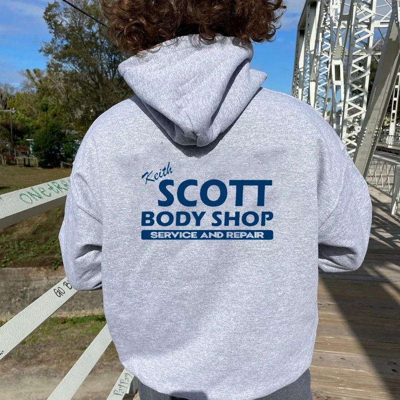 Keith Scott Body Shop Unisex Hoodie One Tree Hill Lucas' Distressed Hooded Replica Sweatshirt Cotton Women Clothes Pullovers