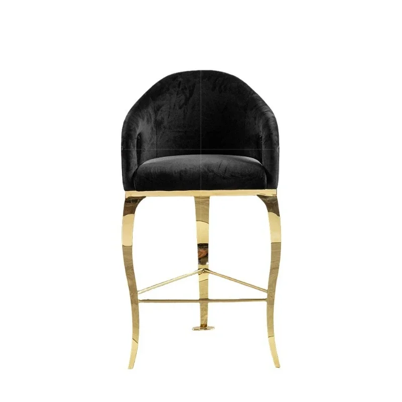 

Light Luxury Bar Chair High Jewelry Bar Chair High Backrest Bar Stool Gold Stainless Steel Luxury High Foot Stool