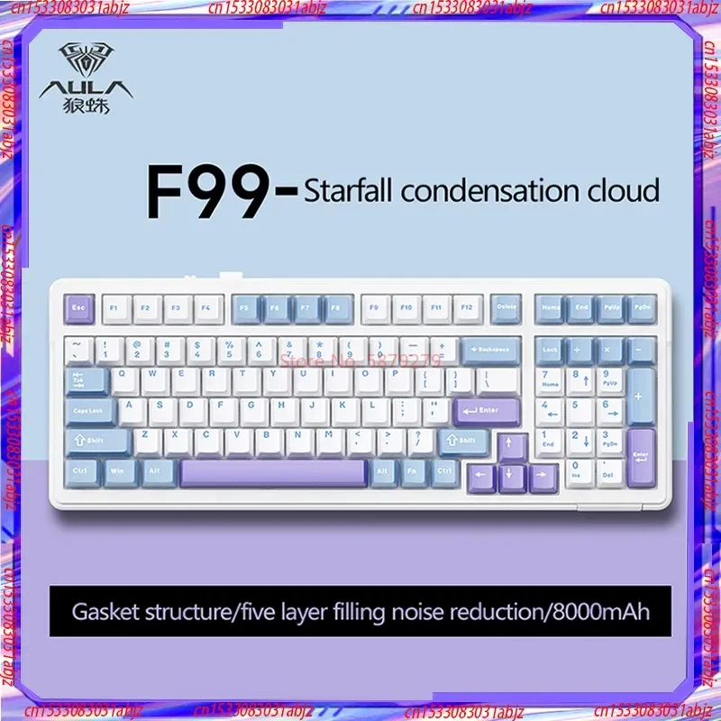 

Aula F99 Customized Mechanical Keyboard Gasket Structure Full-Key Hot Plug Wireless Three-Mode Bluetooth Game 8000mah Office