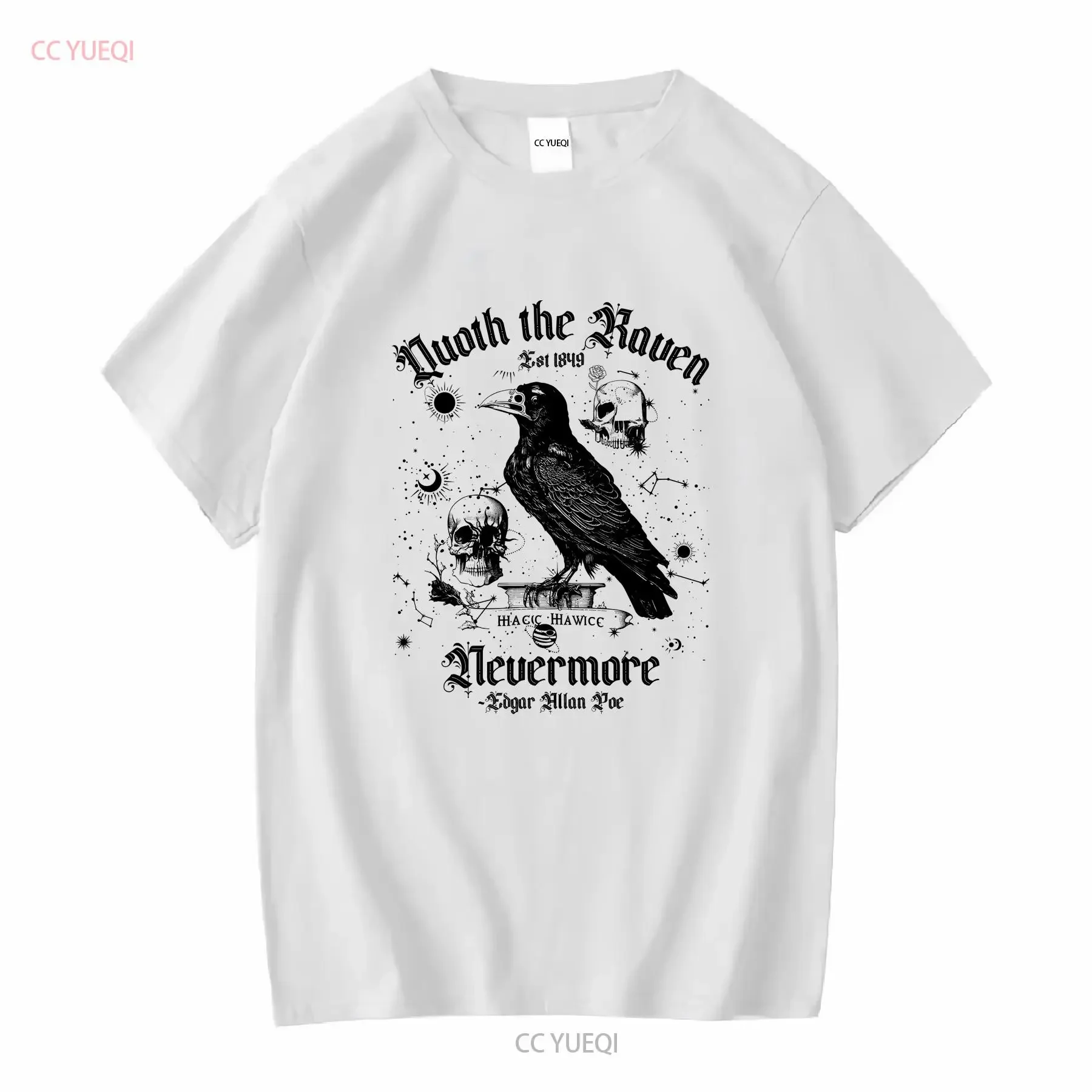 Винтажная футболка с вороном Эдгар Аллан Поэ PoeT Nevermore Goth OcculT Dark Academia Booktok винтажная стираная универсальная мягкая растянутая футболка