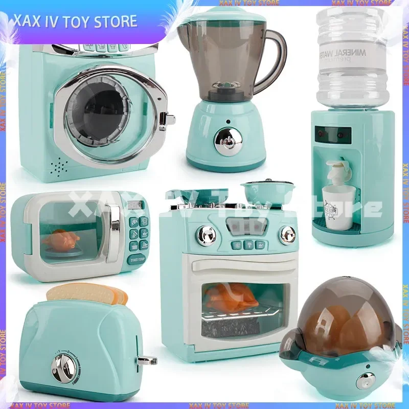 

Children Kitchen Toys Simulation Washing Machine Bread Machine Microwave Oven Girls Pretend Play Interactive Toys For Kids Gift