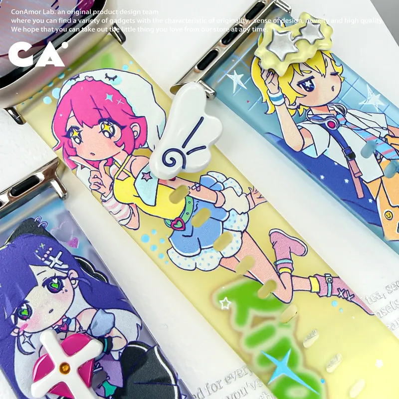 Ca. Kirakira Original Summer Refreshing Y2k Sweet Cool Girl Silicone Strap Suitable For Apple Watch Anime Peripherals