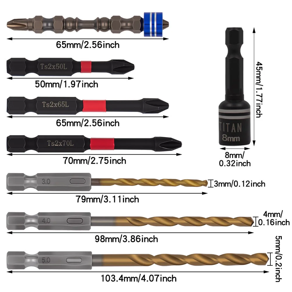 10pcs Screwdriver Bit Set Magnetic Screwdriver Bit Sleeve Wrench Adapter Twists Bit Magnetic Ring Bit Resistant Strong Socket