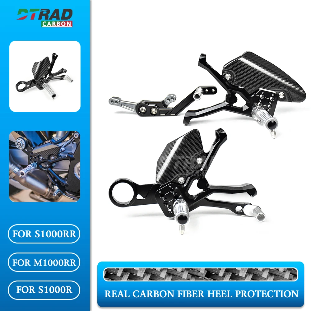 

New Racing Adjustable Footpegs CNC For BMW S1000RR S1000R M1000RR 2024 2023 - 2019 Carbon Fiber Heel Guard Fairing Accessories