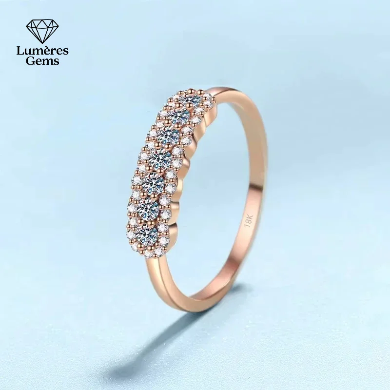 

18K Rose Gold Women's Wedding Band Moissanite Diamond 0.37CT Engagement Ring Valentine's Day Gift Anniversary Jewelry for Girlfr