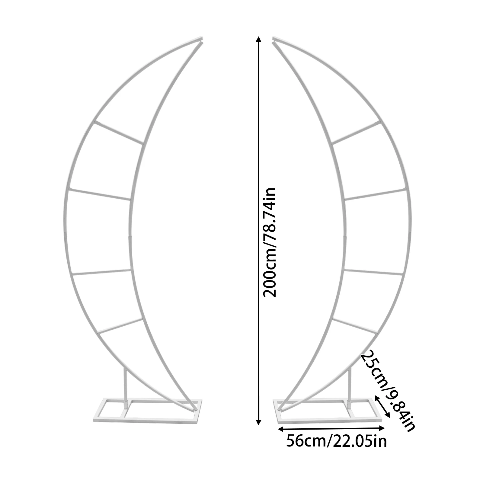 2PCS Crescent Moon Wedding Arch Frame Party Framework Stand Floral Rack New, White