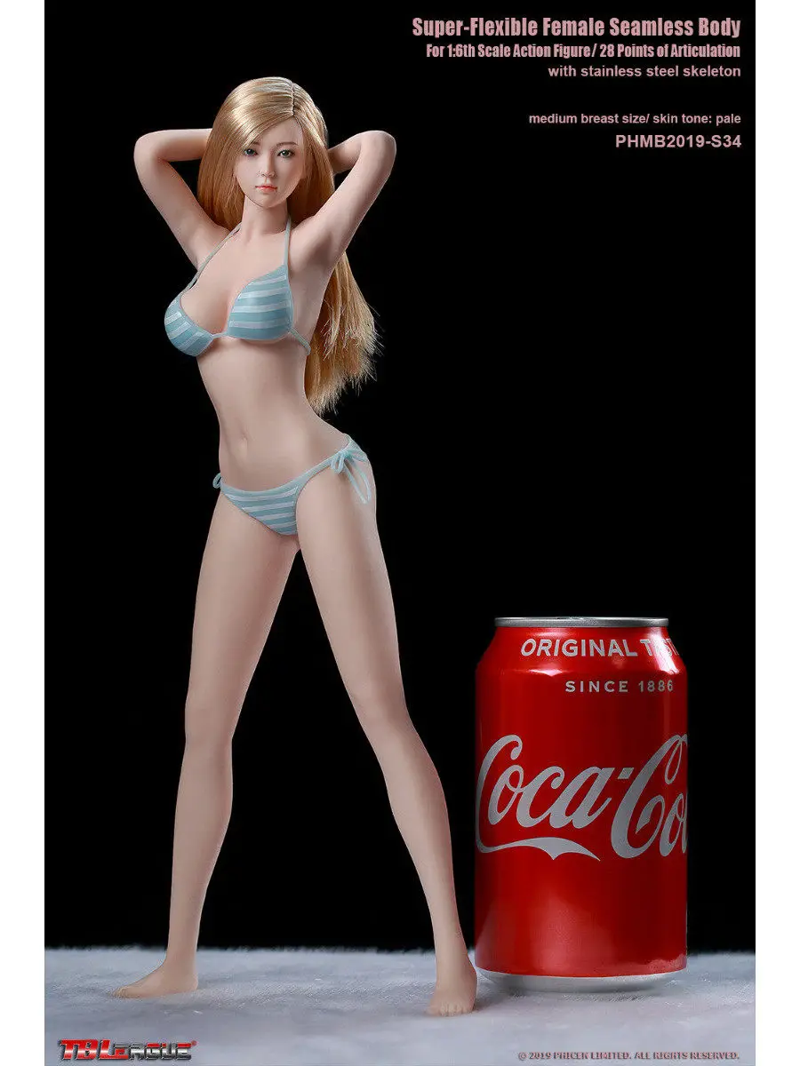 

PHMB2019-S34 1/6 Super Flexible Female Seamless Body Stainless Steel Skeleton Medium Breast 28 Articulation Points