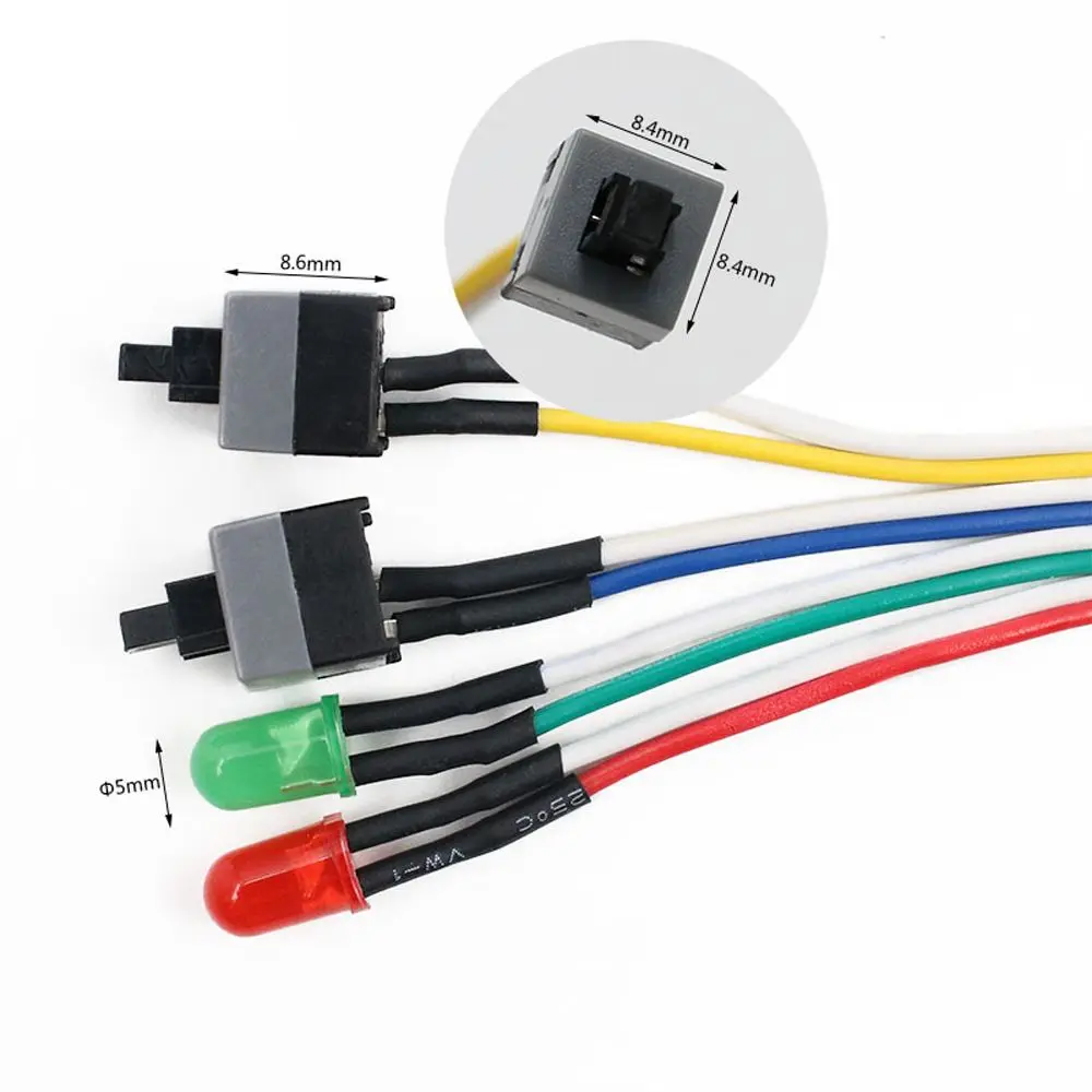 Power Supply Cable PC I/O Reset Switch for PC Motherboard Cable Button Switch Replace Power On/Off Extention Power Cable