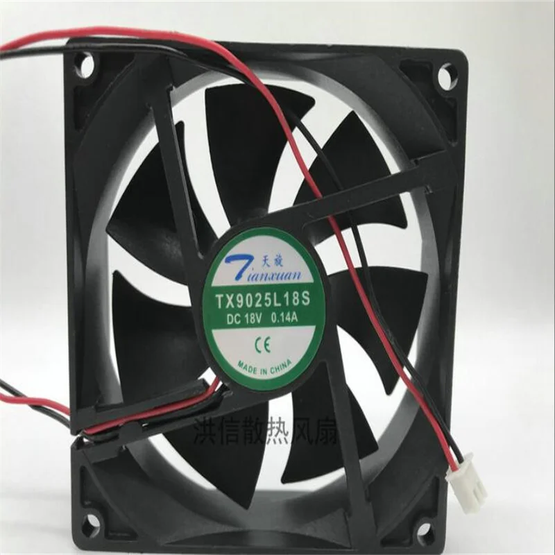 TX9025L18S 18V 0.14A 9ซม.90*90*25 2สายตู้เย็นเทอร์โมสตัท Cooling พัดลม