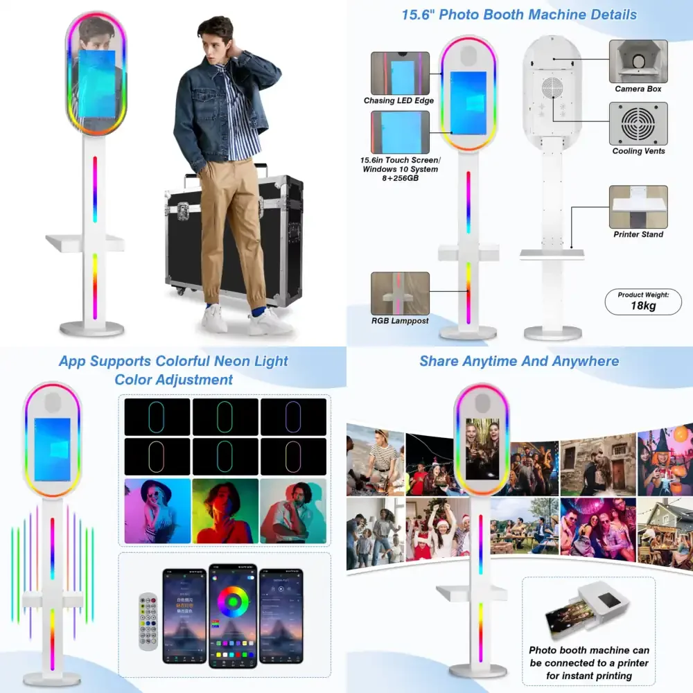 

Vanplex Instant Print DSLR Photo Booth High Resolution Touchscreen SLR Compatible Lightweight Portable Grade Metal