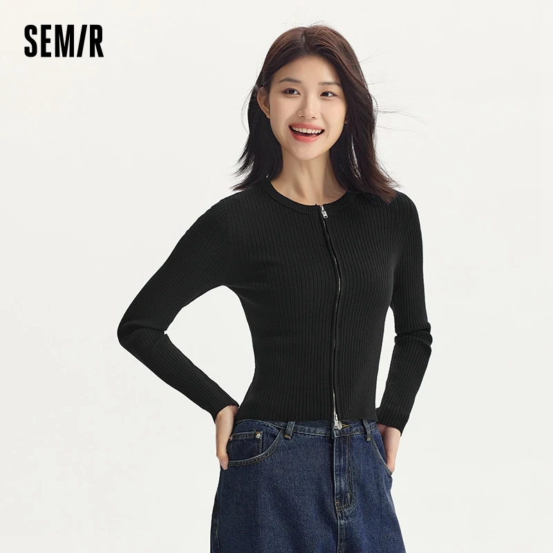 Semir Knitted Cardigan Women Short Slim and Slimming 2024 Autumn New Gentle Versatile Knitted Cardigan