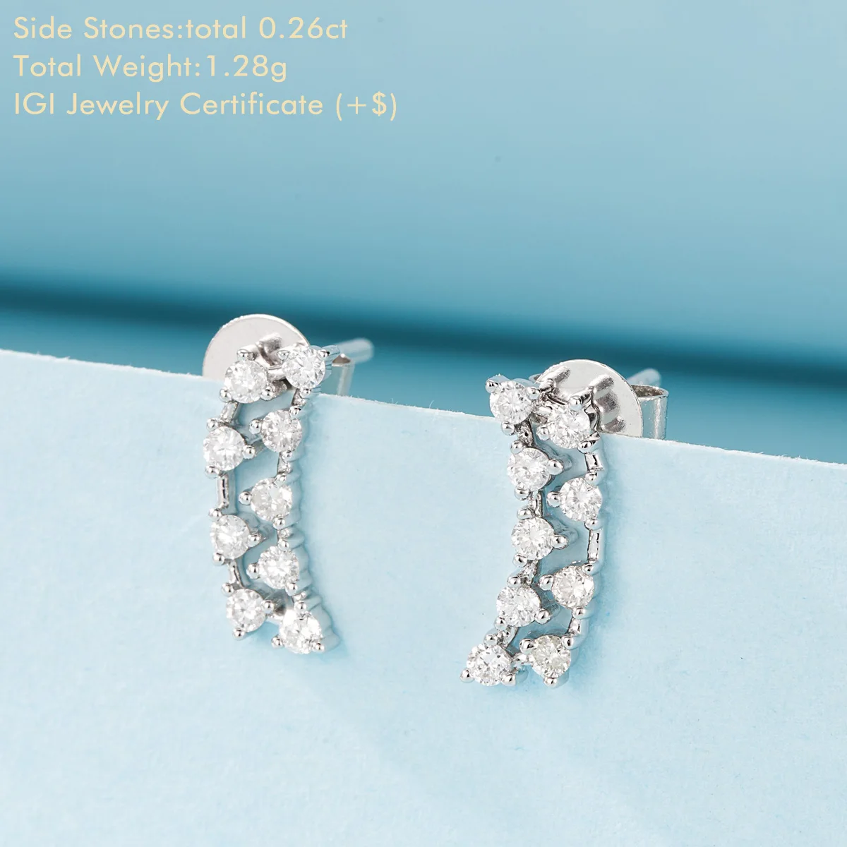 Double Row Round Natural Diamond Earrings 18K Rose Gold 100% Real Natural Diamond Stud Earrings Anniversary Gift For Women