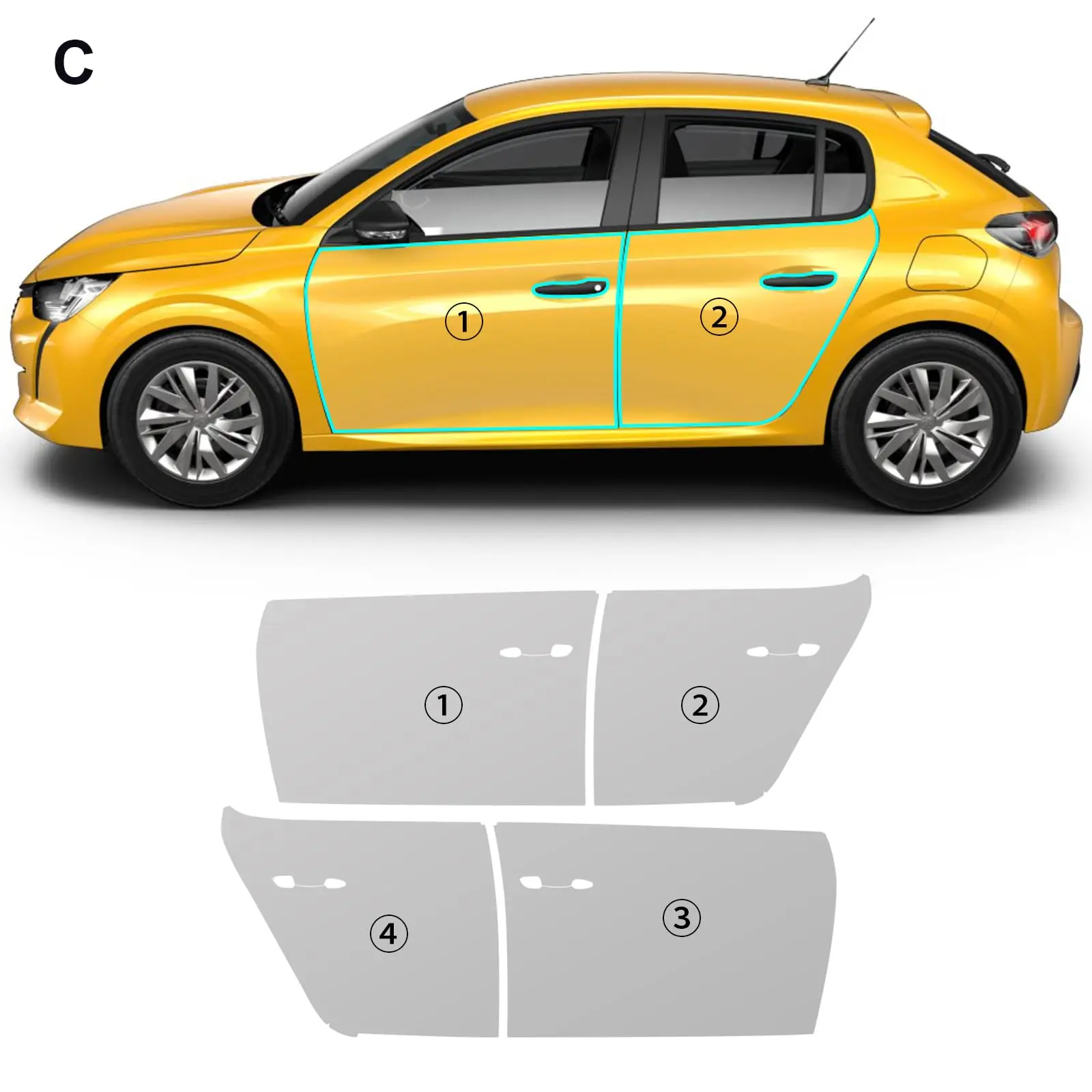 

8.5Mil TPU Bumper Hood Paint Protection Film For Peugeot 208 2019-2025 Pre-cut PPF Kit Clear Bra Car Body Anti-Scratch Resistant