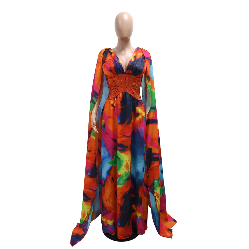 Dashiki Afrikaanse Feestavondjurken voor Vrouwen Herfst Elegante Afrikaanse Mouwloze V-hals Afdrukken Lange Maxi Jurk Toga Outfits
