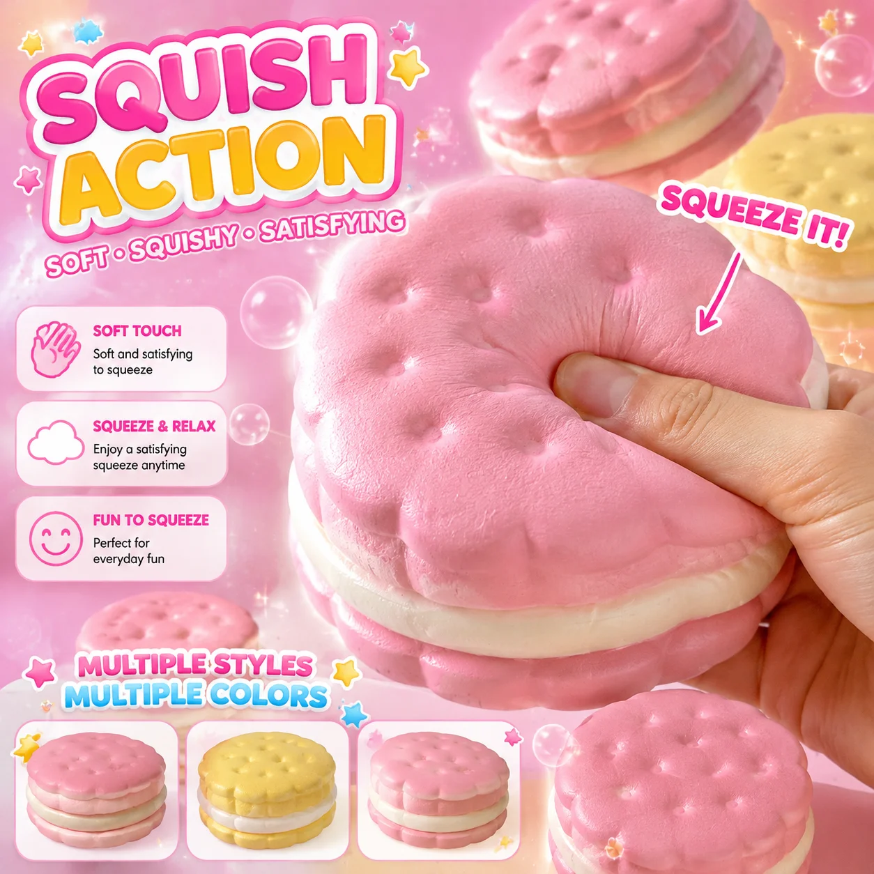 Squishy Simulated Cake Fidget Toy Big Cookie Biscuit Slow Rising Stress Relief Anxiety Antistress Squishys Kids Gift Sensory
