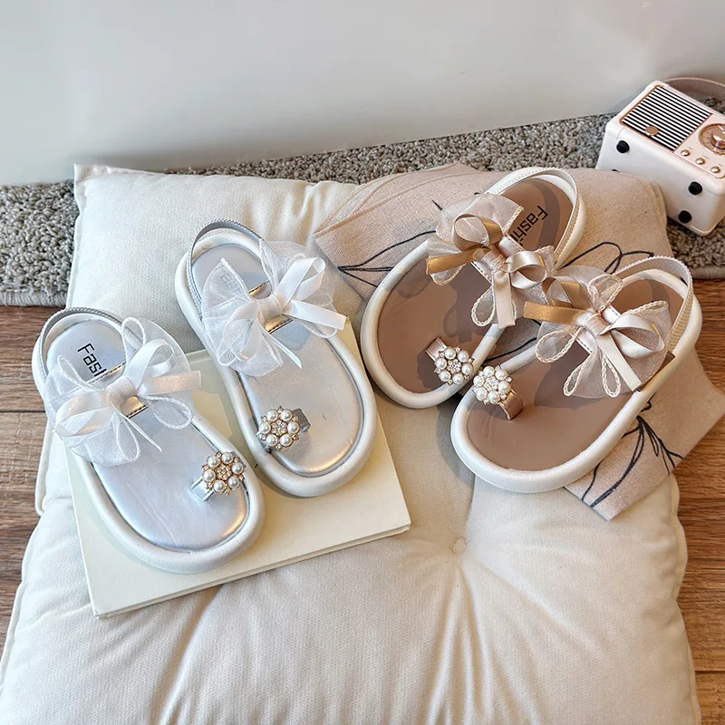 

Girls Summer Flat Sandals Fashionable Casual Princess Cover-Toe Shoes Toddler Kids Comfortable Footwear Elegant Children's Footg