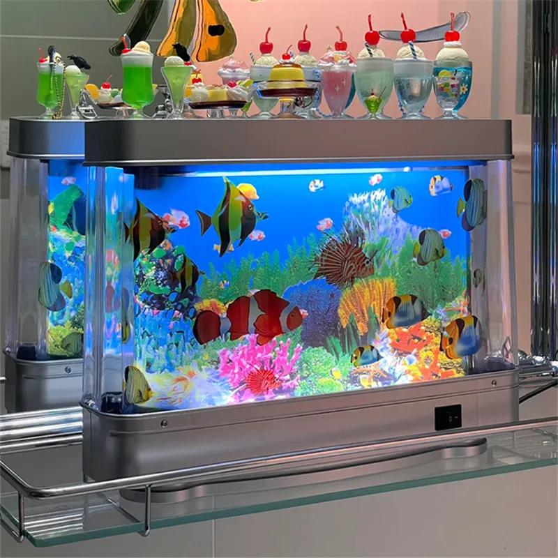 Led Fake Fish Tank Lamp Simulated Aquarium Decor Sensory Light Christmas Gift Creative Underwater World Lamp For Living Room