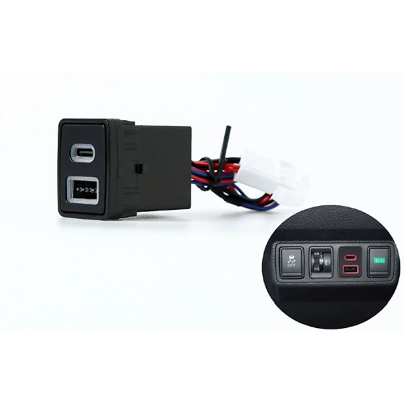 Super Sale Dual USB and Type C Ports QC3.0 Car Charger for Nissan Patrol Y60 Y61 Phone Charger Auto Adapter LED Light