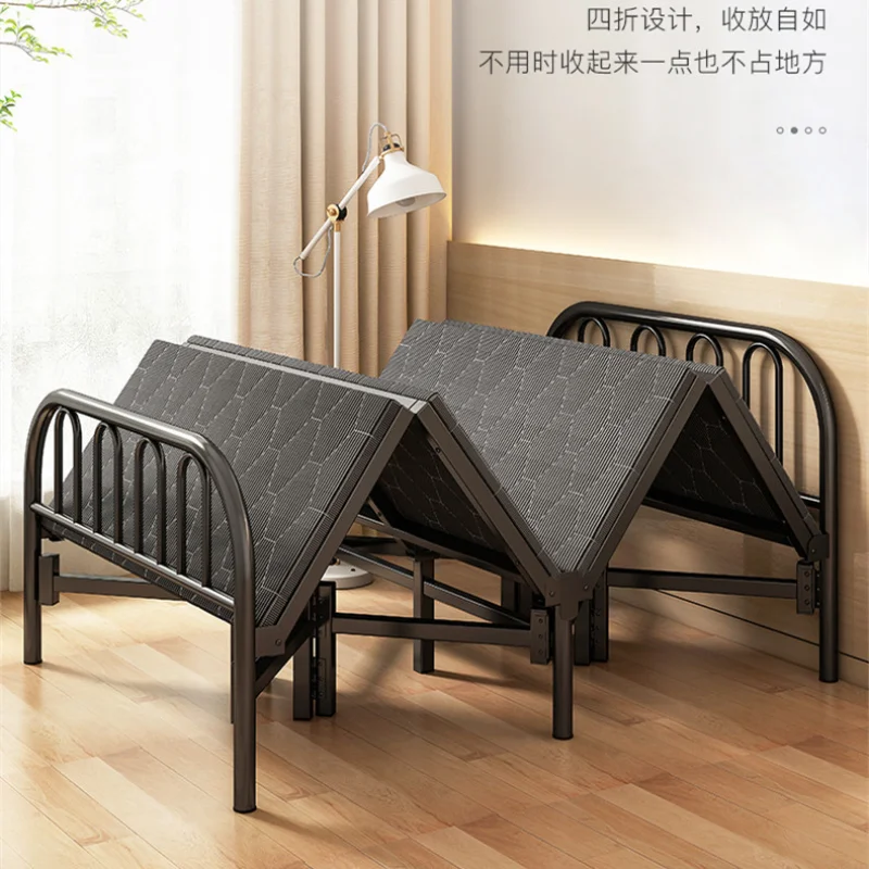 Folding Bed Single Household Simple Office Adult Nap Lunch Break Escort Small Bed Rental House Multi-Functional Iron Bed